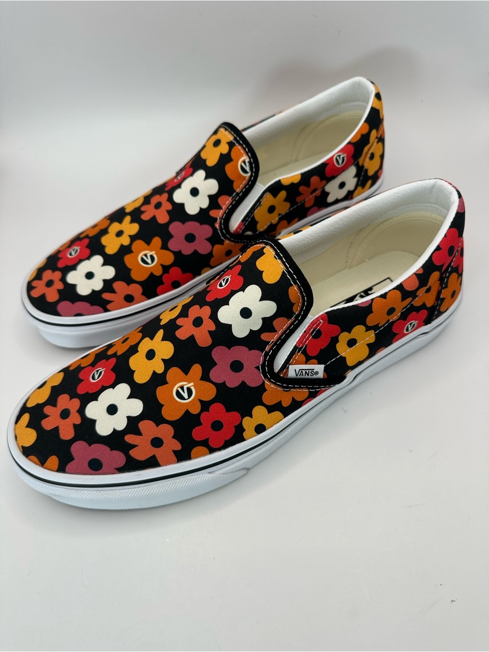 Vans Classic Slip On Flower Print Multicolor Unisex Rubber Shoes M 10.5 /W 12
